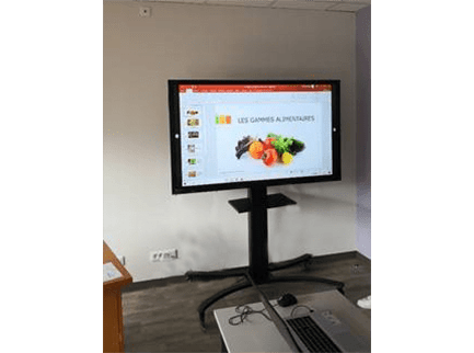 Sut cette photo nous pouvons voir le 2ème écran interactif que la MFR du Pic Saint Loup nous a acheté, Il est sur support mobile et se retrouve parfaitement dans une salle de classe.